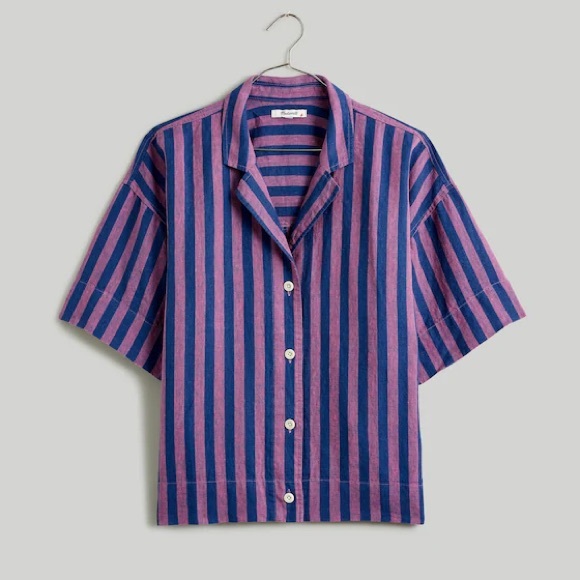 Madewell Tops - Madewell 100% linen striped camp shirt